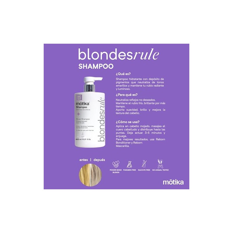 Motika Shampoo Morado - Matizador de Rubios Silver (450 ml)