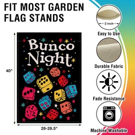 Bunco Night Large Decorative House Flag, Interests Game Dice Bingo