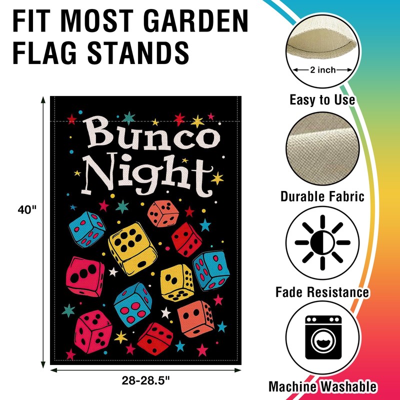 Bunco Night Large Decorative House Flag, Interests Game Dice Bingo