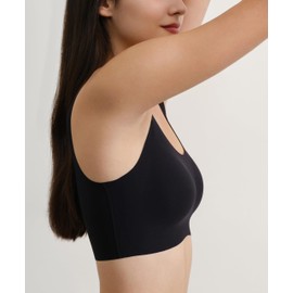 Ubras Women's Wireless Seamless Upgraded Vest Bras Full Coverage Comfort Revelution Fixed Pad Black L