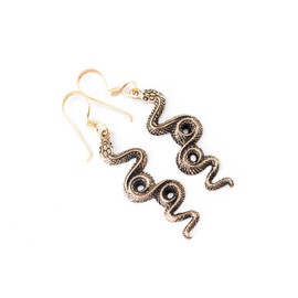 CYRA 5 cm snake earrings jewellery bronze, Fabric jewellery bag