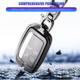 Friendship Zinc Alloy Key Cover Key Fob fit for Range Rover 5 Button Key Case Cover with Keychian fit for Land Rover Evoque/Jaguar/Freelander Discovery Sport 5/Velar X(A)