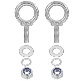 PATIKIL M10 x 30mm Eye Bolt with Nut, 2 Pack 304 Stainless Steel Lifting Shoulder Eyebolt Lift Thread Screws for Hanging, Silver