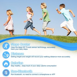 Kids Fitness Tracker Watch, Digital Steps Counter, Boys Girls Waterproof Wristwatch with Step Counting/Distance/Calories/Stopwatch/Alarm Clock, Great Xmas Gift for Children Teens (Deep blue)