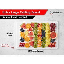Extra Large 20 x 15 Plastic Cutting Board with Groove - Heavy 1/2" Thick White HDPE Poly, Long Lasting and NSF Approved for Restaurants and Commercial Kitchens - Weight 5lb