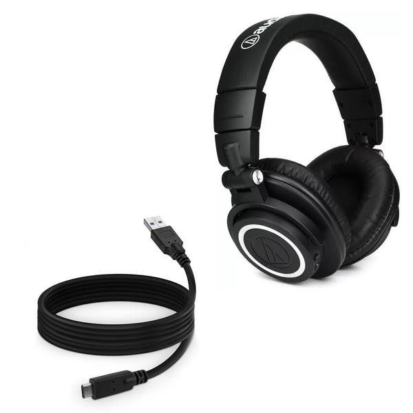 BoxWave Cable Compatible with Audio-Technica ATH-M50XBT2 - DirectSync - USB