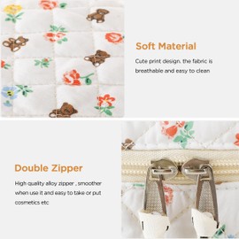 HBselect - Bolsa de maquillaje acolchada de algodón, 3 piezas, 3PCS-Bear, Bolsa de maquillaje estética Coquette