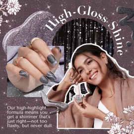 AZUREBEAUTY Matte Nail Polish Set Vegan 4 Colors Glitter Platinum Silver Purple Black Nude Nail Polish Quick Dry Natural Nail Strengthening Kit with Top Coat & Nail Polish Remover Salon Manicure