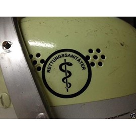 2 Rescue Service Fire Brigade Helmet Sticker Aesculapse Staff Rescue Sanitaire Black