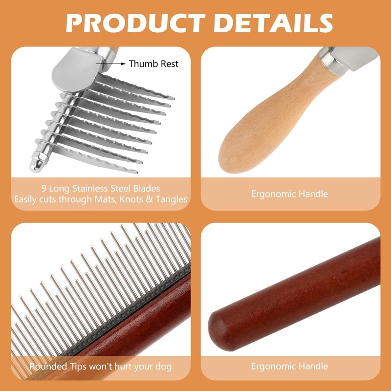 Dematting Comb for Dogs, Dematting Tool for Dogs & Cats,