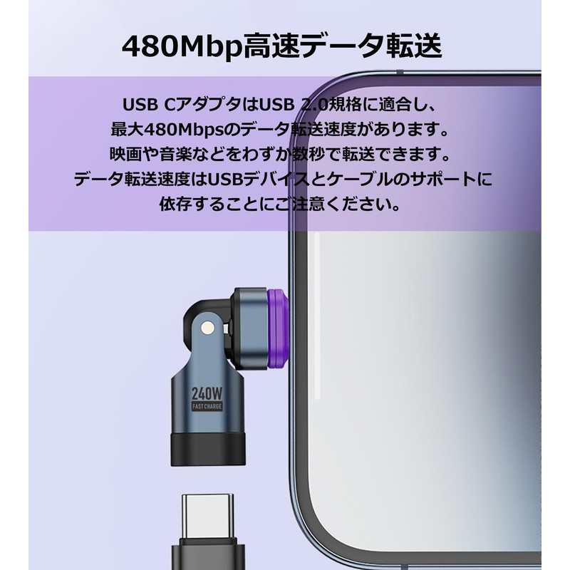 xuanli USB C Magnet Adapter L Shape, 180° Rotation Type