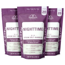 Village Naturals Therapy, Nighttime Foaming Epsom Soak, 36 Oz, Pack of 3