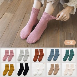 DsHome Women's 10 Pairs Socks, Autumn Cotton, Short Socks, Foot Cover, No Slip Off, Cute, Stylish, Cotton, Cute, Slip, Loungewear, School, Commute, Indoor, Outdoor, Spring, Summer, Four Seasons, 8.7 -
