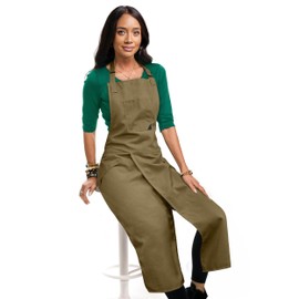 Under NY Sky Pottery Apron - Full Cover Split-Leg, Towel Loops - More Adjustable Coverage for Men, Women - Essential for Ceramic Wheel Throwing, DIY, Painting, Potters and Clay Artists - Beige