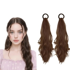 Light Brown Hair Extensions, Clip In Ponytail, Ponytail Extension with Claw Clip, Natural Looking Real Hair Extensions for Daily Use and Special Occasions, 2 Pack (Light Brown)
