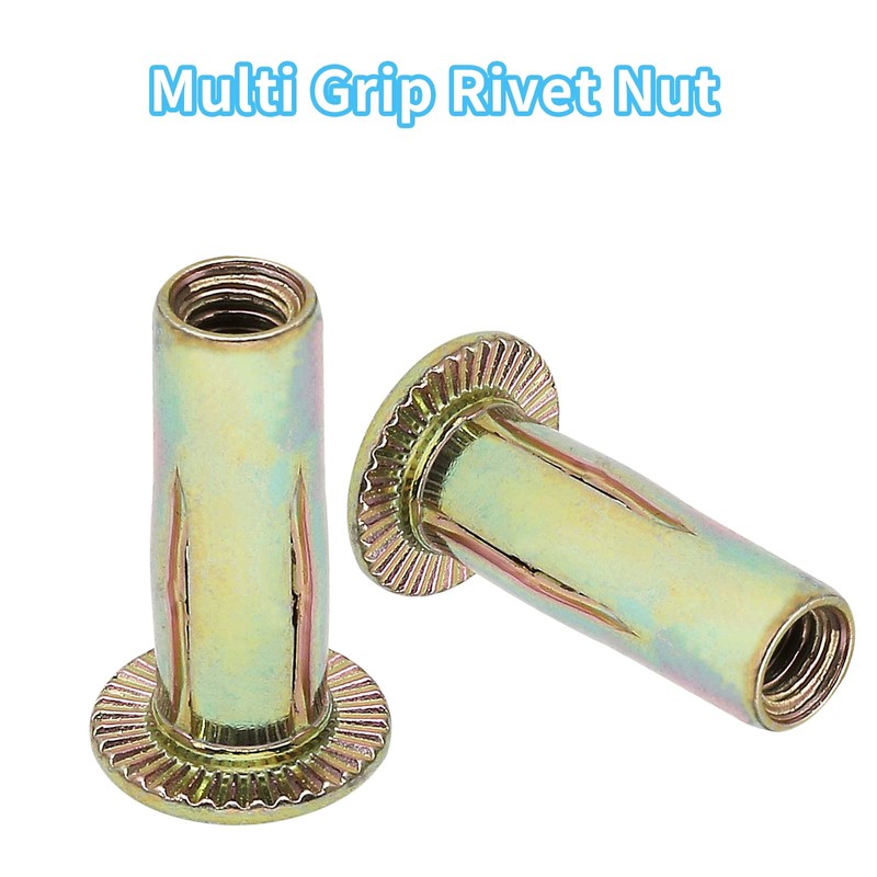 Moicstiy 25Pcs M6 Steel Multi Grip Rivet Nuts Pre Bulbed