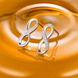 PEARLOVE 925 Sterling Silver Stud Earrings, White Gold Plated Cubic Zirconia Hypoallergenic Stud Earrings for Sensitive Ears…