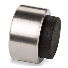 Stoppla Arkon Door Stop, Diameter 32 mm, Height: 20 mm, Designer Wall Door Stopper Made of Stainless Steel with Rubber Door Buffer for the Wall