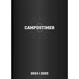 Alpha Edition - Campustimer Black 2024/2025 Semester Planner, 10 x 15 cm, Calendar with 192 Pages, Note Area, Address Section, August to July of the Following Year and International Calendar