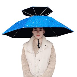 ZEWZE Wear Umbrella, Handsfree, Leisure Hat, Hat-Shaped, Parasol, Folding, Fishing Light Rain, Rainy Season, Heatstroke Prevention, Sun Protection, Sunshade, Rain Gear, Farming Work, Sports Watching,