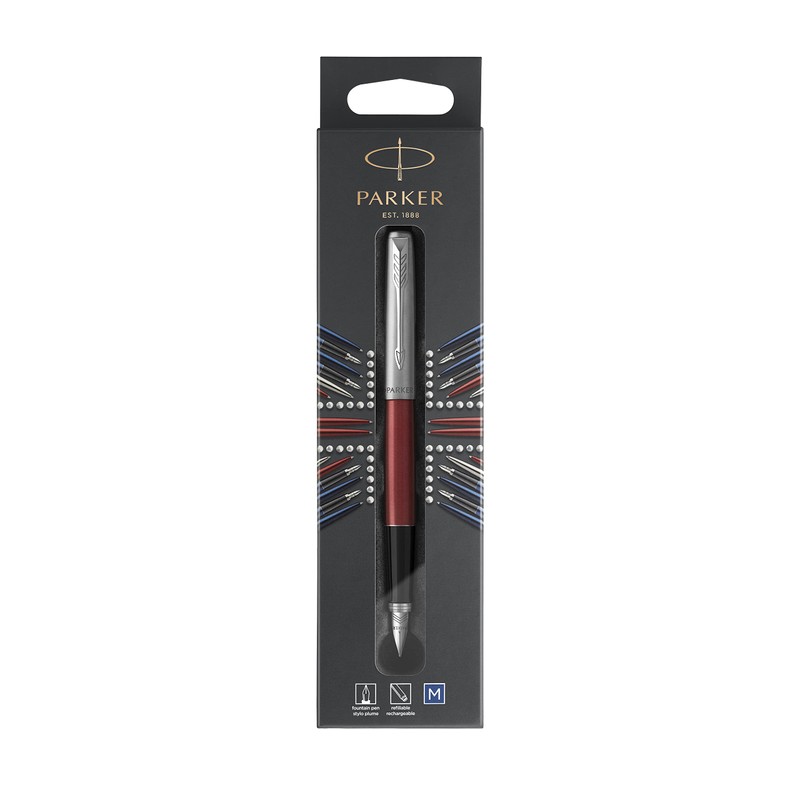 Parker Jotter Stainless Steel Fountain Pen - Kensington Red Lacquer
