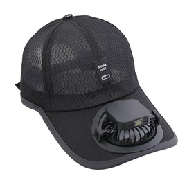 Unisex Baseball Cap Built-in Fan Solar-USB Fan Dual Modes Sun Hat Golf Cap Camping UV Protection Outdoor Hat for Men Women Black