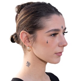 Thug Ink Temporary Tattoos – Volume I – 10-Piece Set | Teardrop, Praying Hands, Cross & More | Water-Transfer Fake Tattoos for Face & Body – Classic OG Thug Life Collection