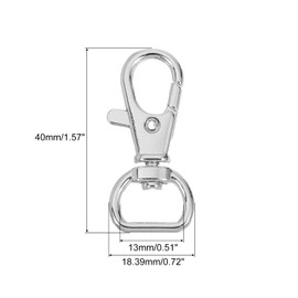 sourcing map 20Pcs Swivel Clasps, 0.51 Inch D Ring Lobster Clasp Claw Metal Push Gate Snap Hook for Purse Making Keychain Belt Strap, Silver