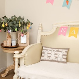 AACORS Easter Pillow Cover 12X20 Inch Striped Bunnies Decoration Holiday Farmhouse Pillow Case Decor for Home Sofa Couch (Brown) AA354-12