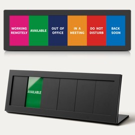 Desk Signs -6 Options Do Not Disturb, In A Meeting, Out Of Office, Working Remotely, Available,Back Soon Privacy Desk Slider Sign for Cubicle Coworking Open Office