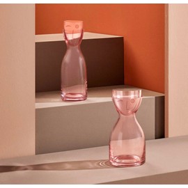 Mr. & Mrs. Night Carafe Water Set, Elegant Crystal Carafe & Glass Set for Bedroom, Office & Home, Premium Design for Stylish Hydration & Décor, Ideal Gift for All Occasions (1, dusty rose, 28 3/4)
