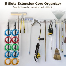 Toyosport 4 PCS Extension Cord Holder Organizer, 5 Slots Heavy Duty Cord Hanging Strap, Adjustable Cord Storage Holder with Quick Release Buckle