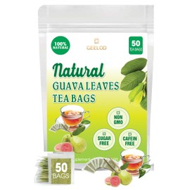 50 Premium Guava Leaf Tea Bags, 100% Natural and Pure. Loose Leaf Guava Herbal Tea, No Sugar, No Caffeine, No Gluten, Vegan.
