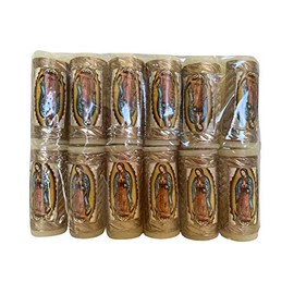 Mini Cirio Repujado 3" con Virgen De Guadalupe ,Mini Paschal Candle Embossed[12 Pcs}