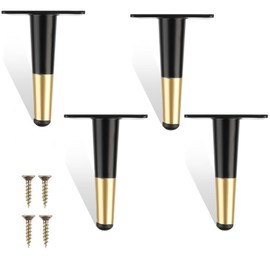 WANGCL 4 inch / 10cm Furniture Legs Set of 4, Modern Metal Sofa Legs Furniture Support Feet Replacement Leg for Sofa Couch Chair Ottoman Cabinet Table (Black Gold)