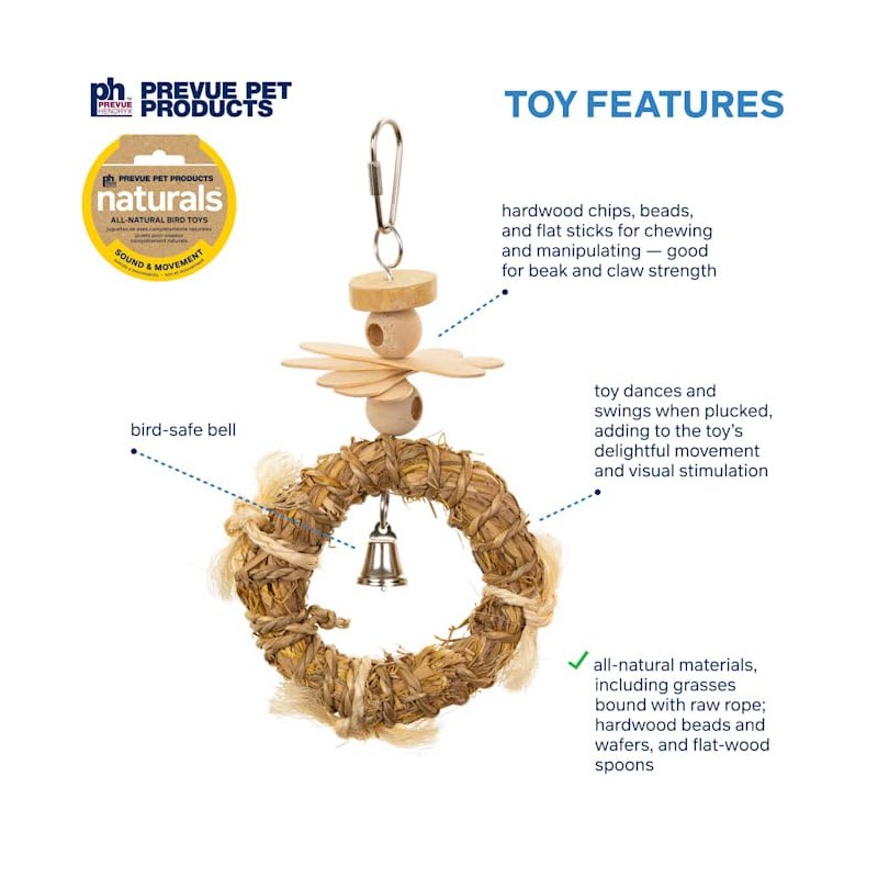 Pervue Pet Products Naturals Sound & Movement Crown Bird Toy,4"