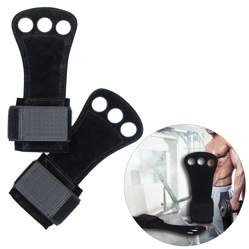 Weight Lifting Hand Grip 3 Holes Leather Gymnastics Grips Hand