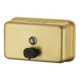 Stardrix Brushed Gold Stainless Steel Horizontal 1100ml/37oz Capacity Commercial-Grade Soap Dispenser, Wall-Mounted Bathroom Hand Soap Dispenser with Corrosion-Proof Lining and Anti-Leak Pump