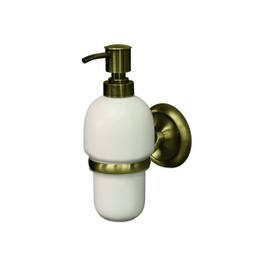 Bisk 02213 Deco Ceramic Soap Dispenser in Antique Brass Holder, 8 x 11.5 x 20 cm