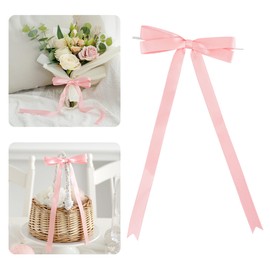 AIMUDI Baby Pink Bows 5 × 10" Satin Bows for Gift Wrapping Twist Tie Bows Premade Ribbon Bows for Bouquets Invitations Baskets Crafts Wreaths Wedding Birthday Baby Shower Party Decorations, 36 PCs