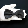 BWT-001 Men's Bowtie, Plain, Black, Satin, Hook-type, Easy to Put