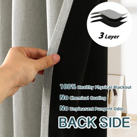FantasDecor Linen 100% Blackout Curtains for Bedroom 96 Inch Length Bedroom Blackout Thermal Curtains Window Treatment Thermal Insulated Draps 2 Panels with Grommet, Stone