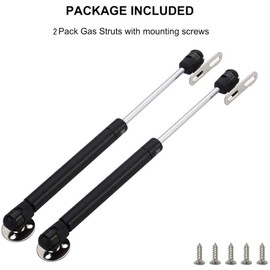 Pack of 2 Black Hydraulic Gas Strut Lift Cabinet Door Damper Flap Fitting Hinge 120 N (12 kg Pressure Force), Length 268 mm