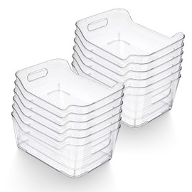 12 Pcs Clear Plastic Storage Bins, Multi-Use Organization and Storage Containers for Pantry, Cabinet, Refrigerator, Freezer, Bathroom, Organizer Bins for Home & Kitchen