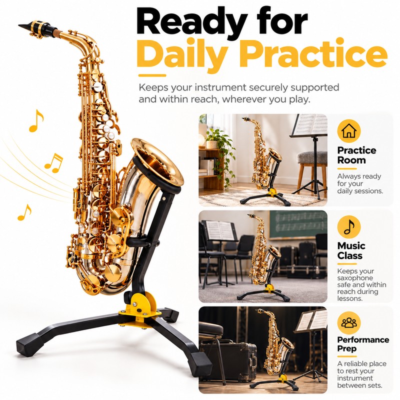 Foldable Alto Saxophone Stand for Practice and Storage – Portable