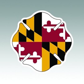 Maryland State Shaped Maltese Cross Sticker - Die Cut - Decal - RDW Fire Firefighter Dept Fireman 6.00" x 6.00"