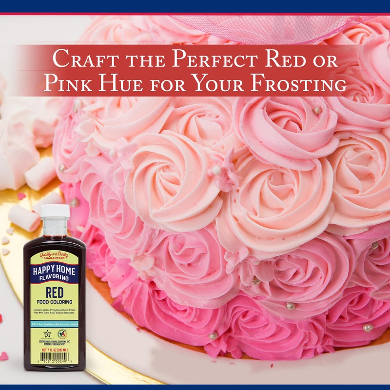 Happy Home Flavoring Red Food Color, 7 oz.