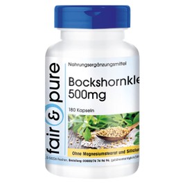 Fair & Pure® - Fenugreek 500 mg - 180 Capsules Fenugreek - Large Pack, High Dose and Bioavailable - Vegan - German Quality Manufacturing