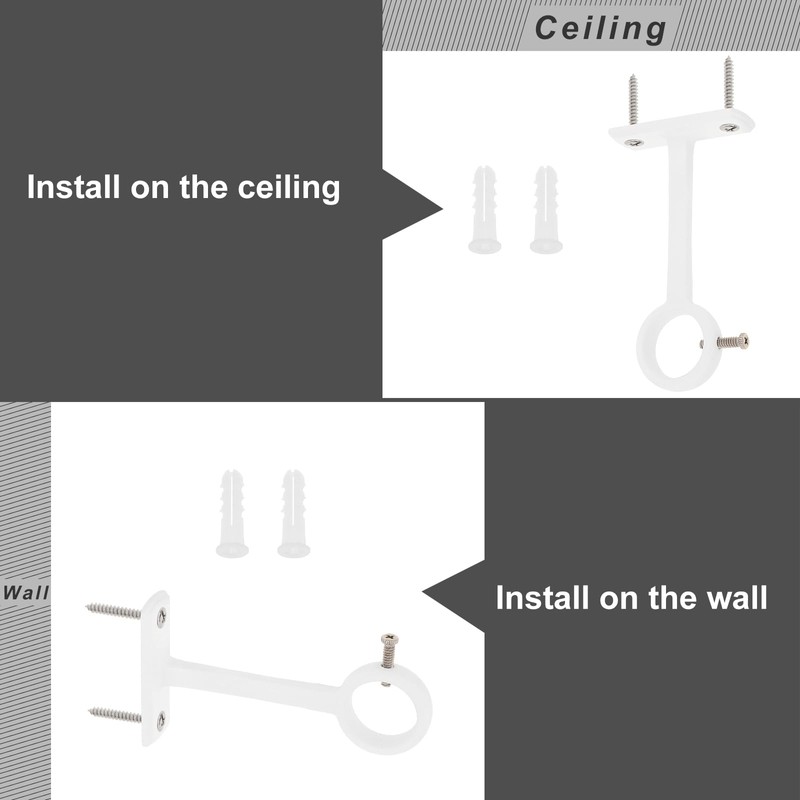 HOJLKLD Curtain Rod Brackets, 2 Pieces Aluminium Ceiling Curtain Rod