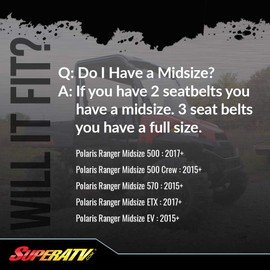 SuperATV Full Windshield for Midsize 2015+ Polaris Ranger 570 / 570 Crew | 2017+ Polaris Midsize Ranger 500 / 2015-2016 ETX | 1/4" Thick Polycarbonate that is 250X Stronger than Glass | USA Made!